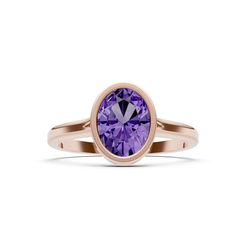 Solid Gold Oval Gemstone Engagement Ring