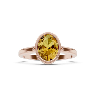 Solid Gold Oval Gemstone Engagement Ring