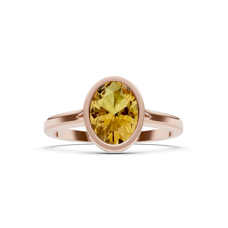 Solid Gold Oval Gemstone Engagement Ring