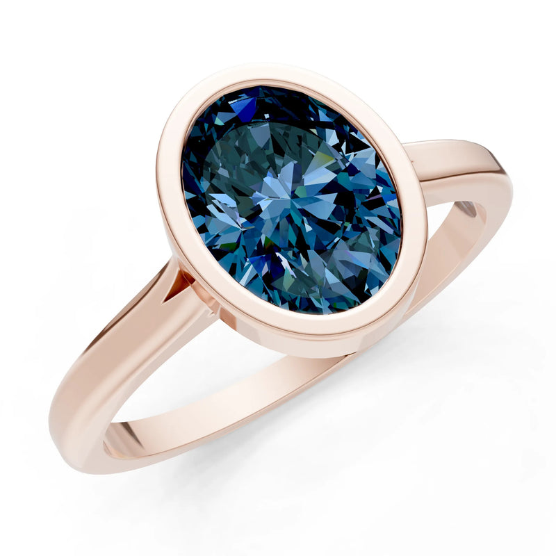 Solid Gold Oval Gemstone Engagement Ring