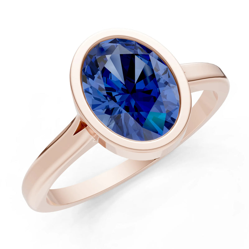 Solid Gold Oval Gemstone Engagement Ring