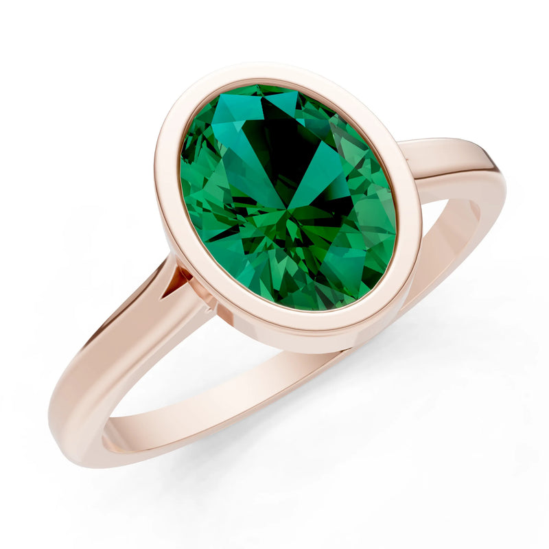 Solid Gold Oval Gemstone Engagement Ring