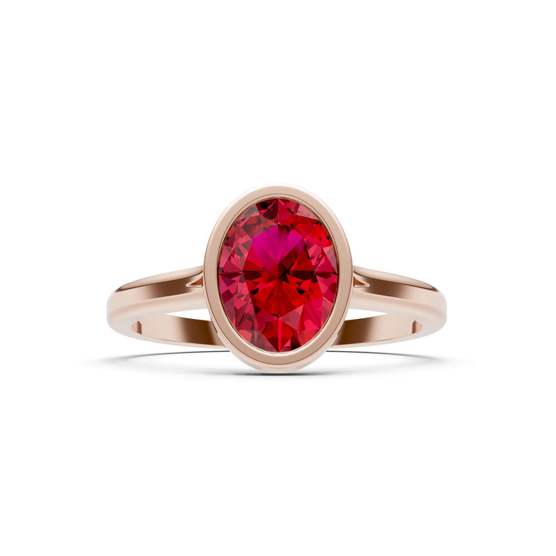 Solid Gold Oval Gemstone Engagement Ring