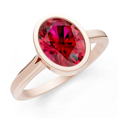 Solid Gold Oval Gemstone Engagement Ring