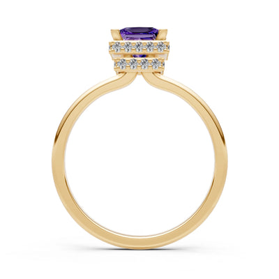 Princess-Cut Hidden Double Halo Diamonds Engagement Ring