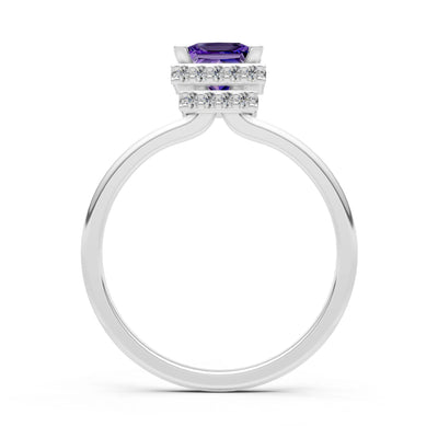 Princess-Cut Hidden Double Halo Diamonds Engagement Ring
