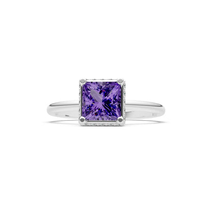 Princess-Cut Hidden Double Halo Diamonds Engagement Ring