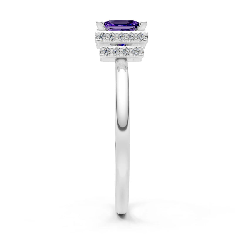 Princess-Cut Hidden Double Halo Diamonds Engagement Ring