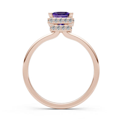 Princess-Cut Hidden Double Halo Diamonds Engagement Ring