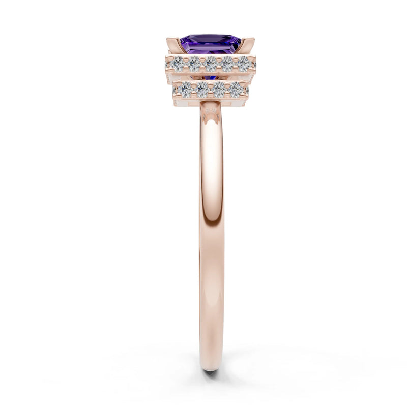 Princess-Cut Hidden Double Halo Diamonds Engagement Ring