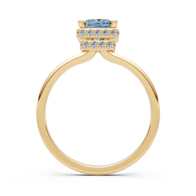 Princess-Cut Hidden Double Halo Diamonds Engagement Ring