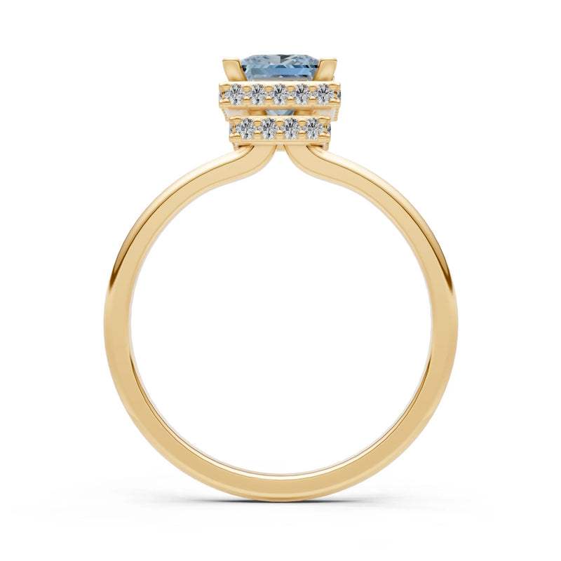 Princess-Cut Hidden Double Halo Diamonds Engagement Ring