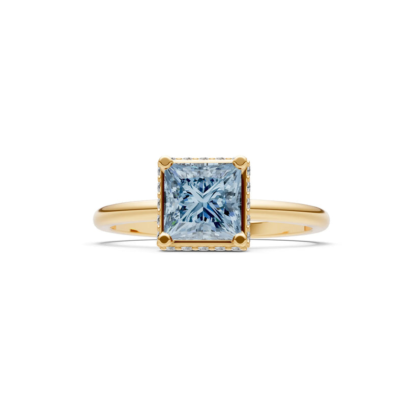 Princess-Cut Hidden Double Halo Diamonds Engagement Ring