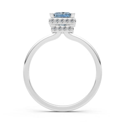 Princess-Cut Hidden Double Halo Diamonds Engagement Ring