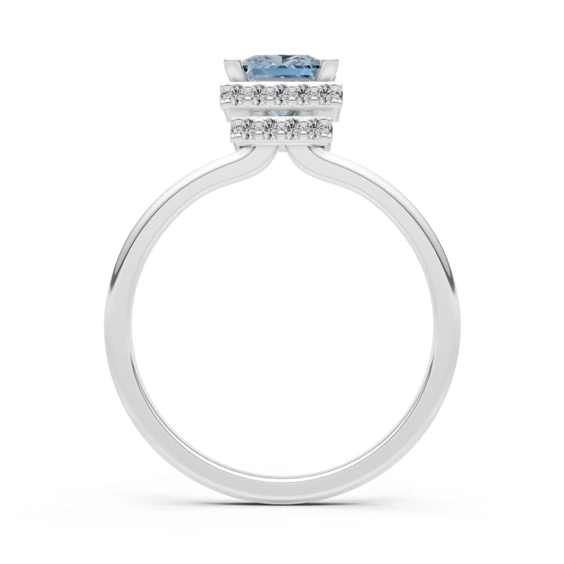 Princess-Cut Hidden Double Halo Diamonds Engagement Ring