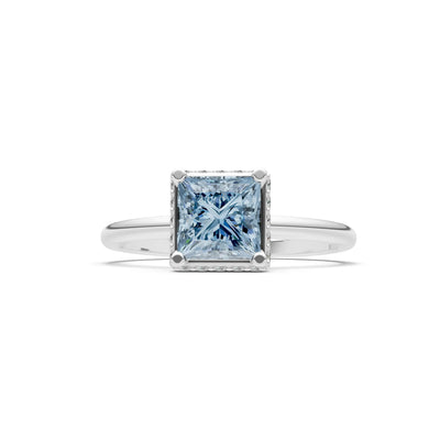 Princess-Cut Hidden Double Halo Diamonds Engagement Ring