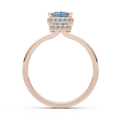 Princess-Cut Hidden Double Halo Diamonds Engagement Ring
