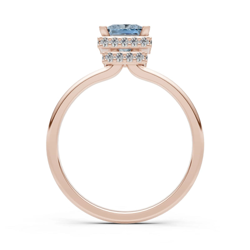 Princess-Cut Hidden Double Halo Diamonds Engagement Ring