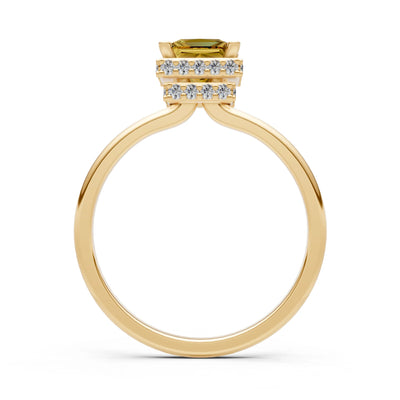 Princess-Cut Hidden Double Halo Diamonds Engagement Ring