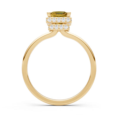 Citrine Princess Cut Hidden Double Halo Engagement Ring
