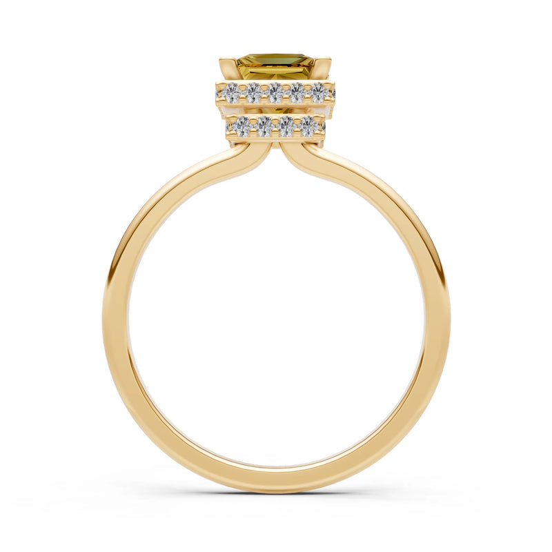 Princess-Cut Hidden Double Halo Diamonds Engagement Ring