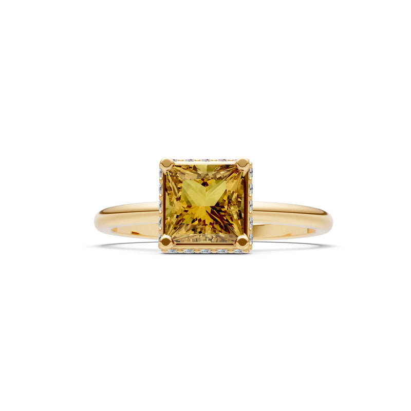 Princess-Cut Hidden Double Halo Diamonds Engagement Ring