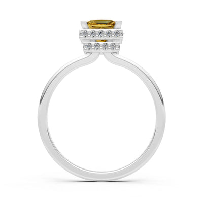 Princess-Cut Hidden Double Halo Diamonds Engagement Ring