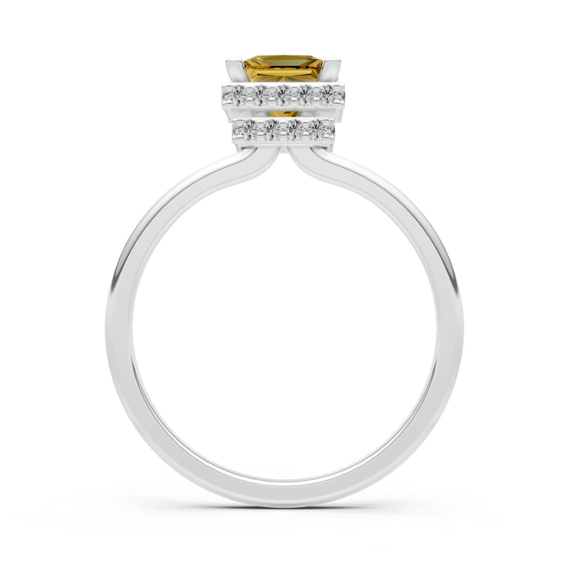 Princess-Cut Hidden Double Halo Diamonds Engagement Ring