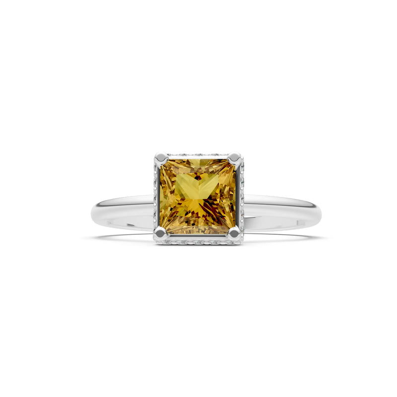 Princess-Cut Hidden Double Halo Diamonds Engagement Ring