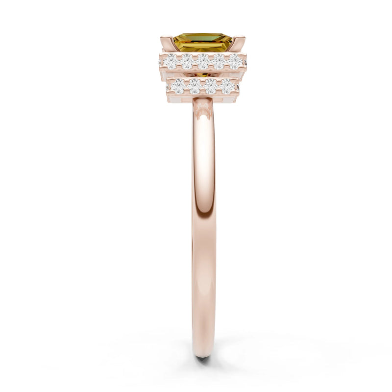Citrine Princess Cut Hidden Double Halo Engagement Ring