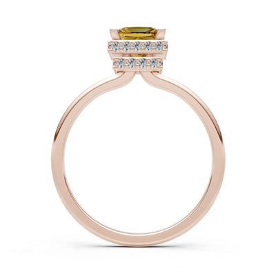 Princess-Cut Hidden Double Halo Diamonds Engagement Ring