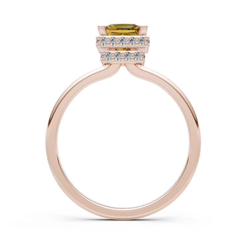 Princess-Cut Hidden Double Halo Diamonds Engagement Ring