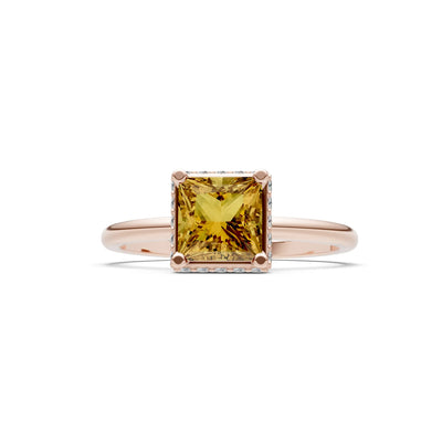 Princess-Cut Hidden Double Halo Diamonds Engagement Ring
