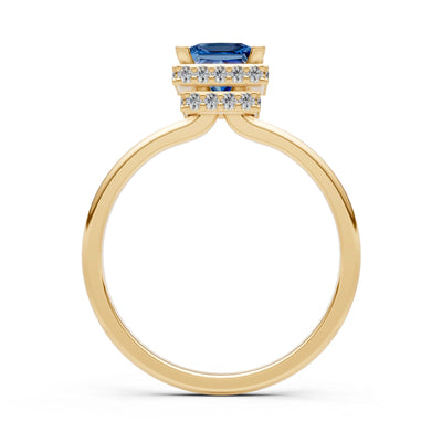 Princess-Cut Hidden Double Halo Diamonds Engagement Ring