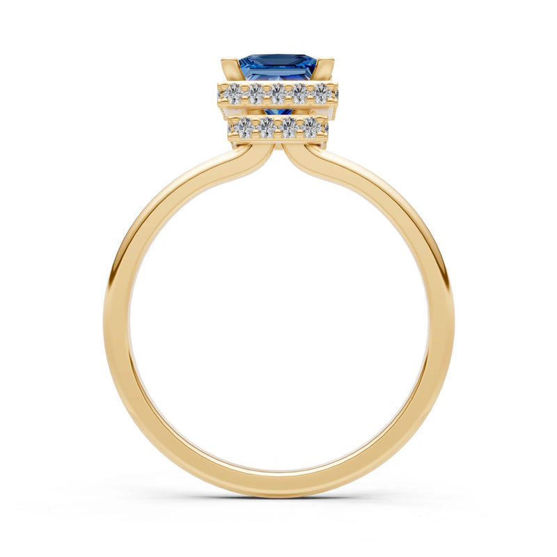 Princess-Cut Hidden Double Halo Diamonds Engagement Ring