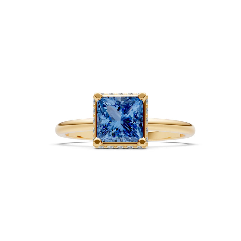 Princess-Cut Hidden Double Halo Diamonds Engagement Ring