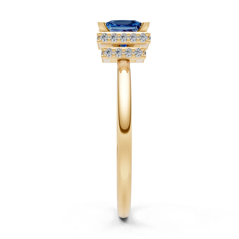 Princess-Cut Hidden Double Halo Diamonds Engagement Ring