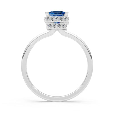 Princess-Cut Hidden Double Halo Diamonds Engagement Ring