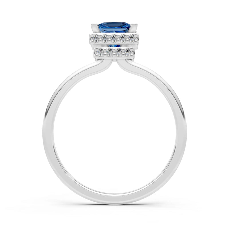 Princess-Cut Hidden Double Halo Diamonds Engagement Ring