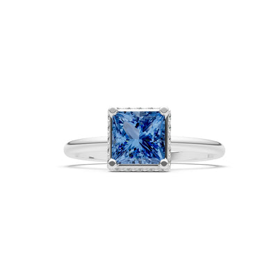 Princess-Cut Hidden Double Halo Diamonds Engagement Ring
