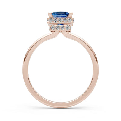 Princess-Cut Hidden Double Halo Diamonds Engagement Ring