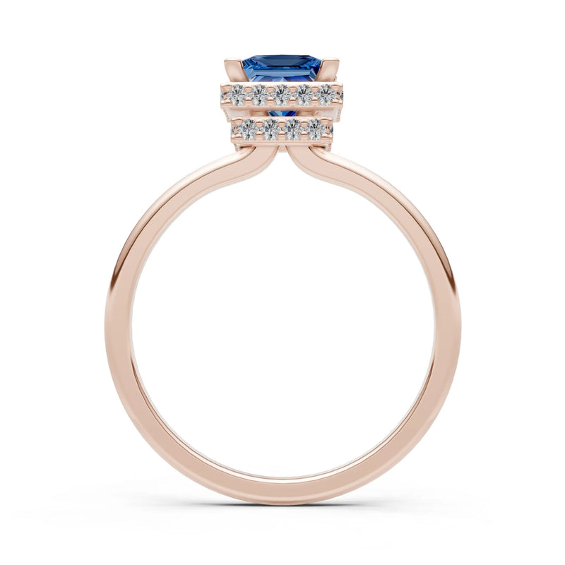 Princess-Cut Hidden Double Halo Diamonds Engagement Ring