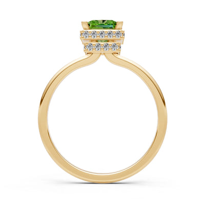 Princess-Cut Hidden Double Halo Diamonds Engagement Ring