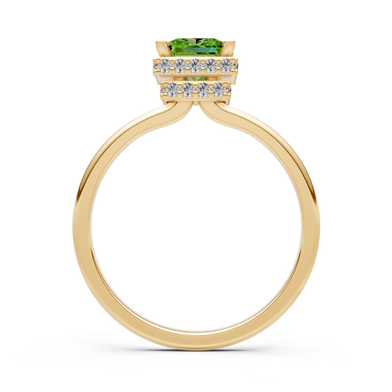 Princess-Cut Hidden Double Halo Diamonds Engagement Ring