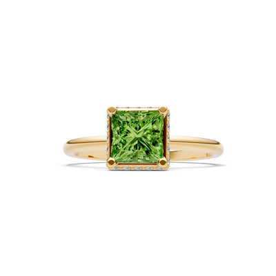 Princess-Cut Hidden Double Halo Diamonds Engagement Ring