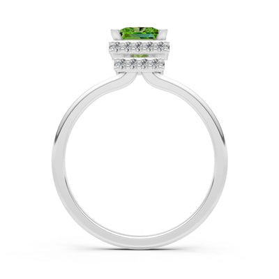 Princess-Cut Hidden Double Halo Diamonds Engagement Ring