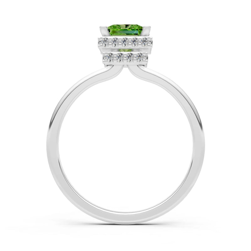 Princess-Cut Hidden Double Halo Diamonds Engagement Ring
