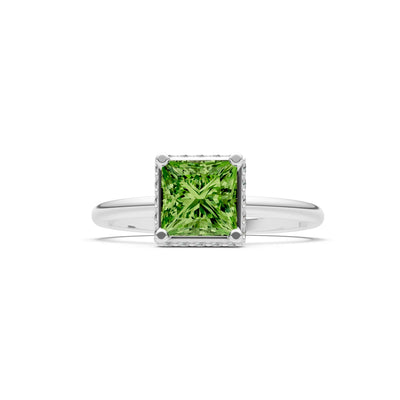 Princess-Cut Hidden Double Halo Diamonds Engagement Ring