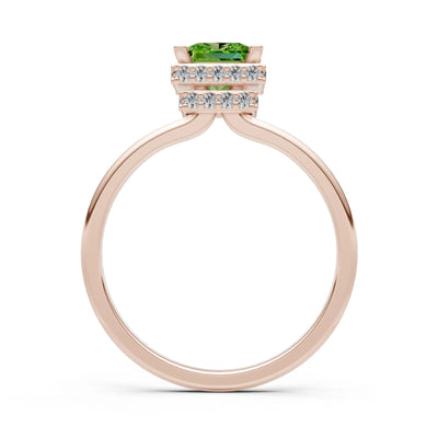 Princess-Cut Hidden Double Halo Diamonds Engagement Ring
