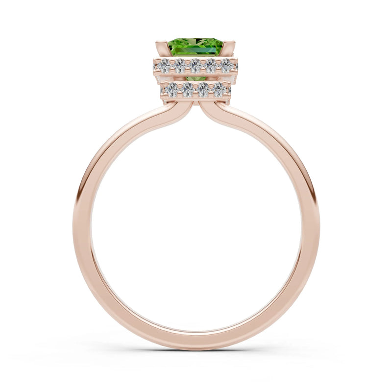 Princess-Cut Hidden Double Halo Diamonds Engagement Ring